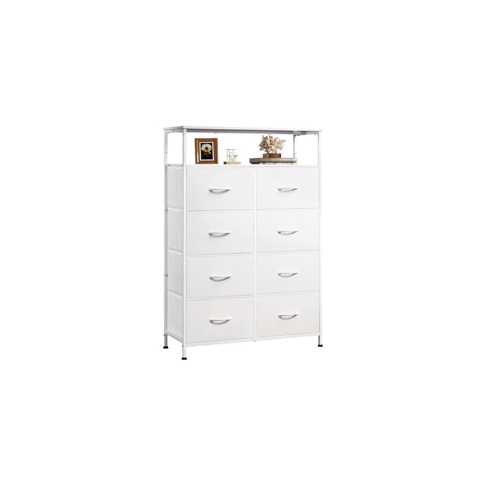 WLIVE 8 Drawer White Dresser for Bedroom, Tall Chest of Drawers