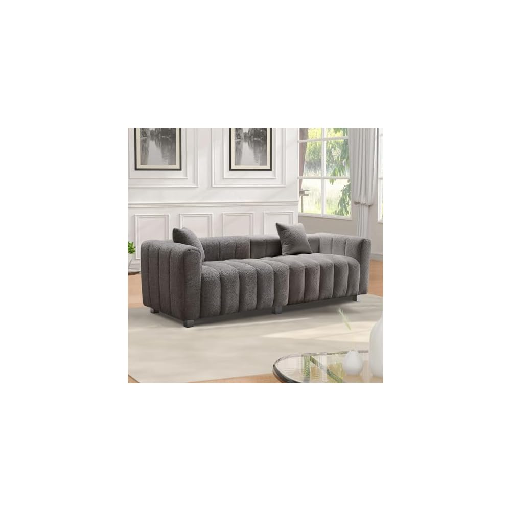 84" Oversized Sofa,Modern Teddy Deep Seat Loveseat Sofa (Grey)