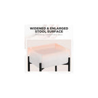 Vanity Stool Chair Faux Fur, 16.3" L x 12.8" W x 17.3" H Soft Ottoman, Makeup Chair Bench Furry Padded Seat with 4 Metal Legs, Footstool Multifunctional Chairs for Bedroom, Living Room, White