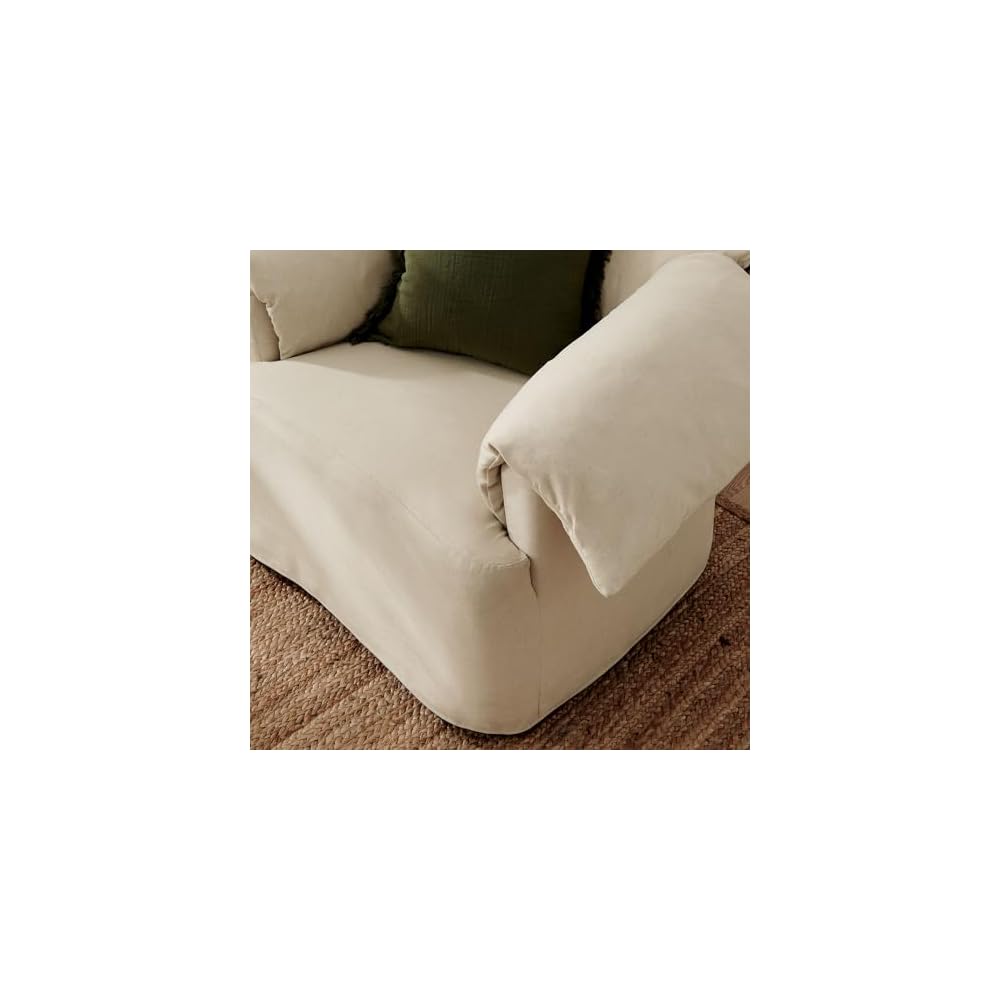Modway Lark Oversized Accent Chair in Linen Fabric – Upholstered Modern Armchair with Down Blend Cushions – Slipcovered Chair for Living Room or Reading Nook