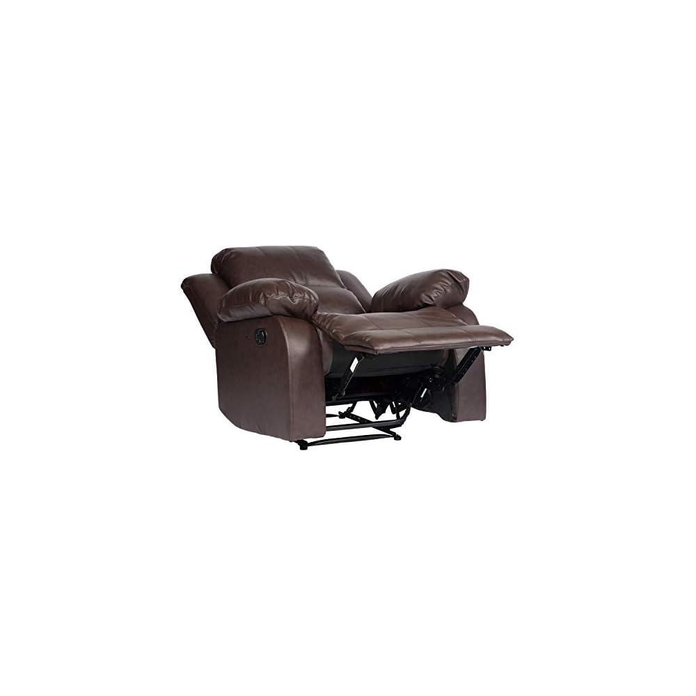Lexicon Humphreys Faux Leather Wall Hugger Recliner Chair for Living Room, Office, RV - High-Density Foam, Sturdy Solid Wood Frame - Chairs Living Room, Recliners for Small Spaces - Brown