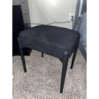 Vanity Stool Chair Faux Fur, 16.3" L x 12.8" W x 17.3" H Soft Ottoman, Makeup Chair Bench Furry Padded Seat with 4 Metal Legs, Footstool Multifunctional Chairs for Bedroom, Living Room, White
