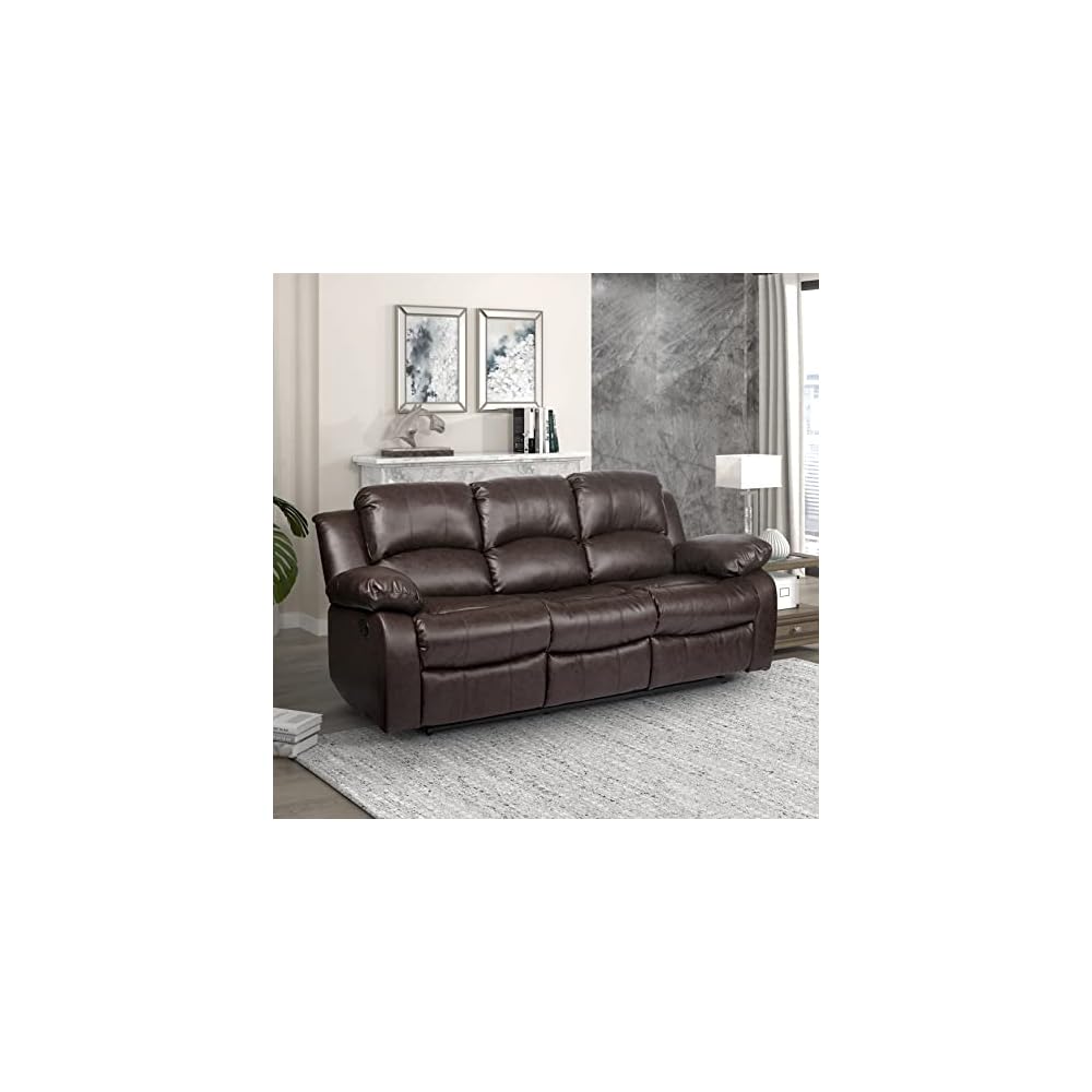 Lexicon Humphreys Faux Leather Wall Hugger Recliner Chair for Living Room, Office, RV - High-Density Foam, Sturdy Solid Wood Frame - Chairs Living Room, Recliners for Small Spaces - Brown
