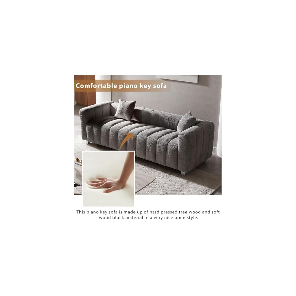 84" Oversized Sofa,Modern Teddy Deep Seat Loveseat Sofa (Grey)
