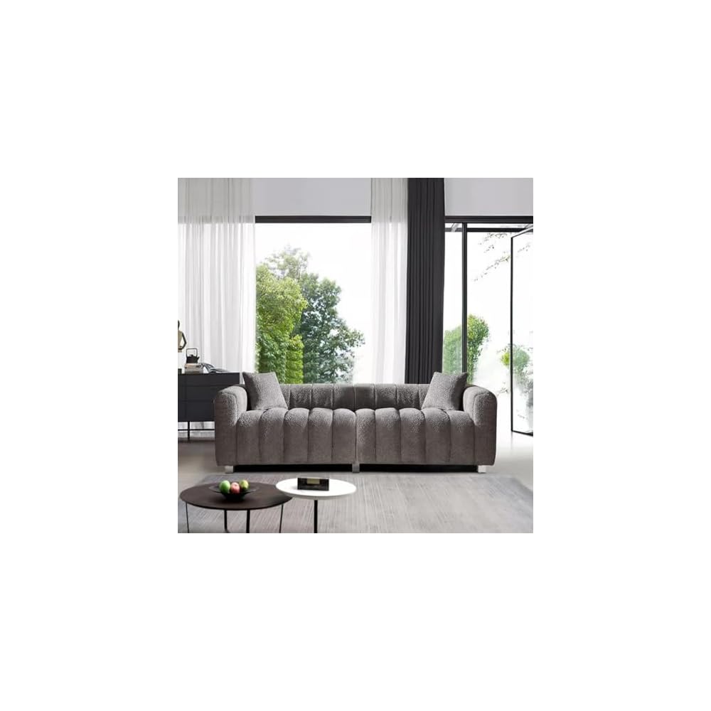 84" Oversized Sofa,Modern Teddy Deep Seat Loveseat Sofa (Grey)