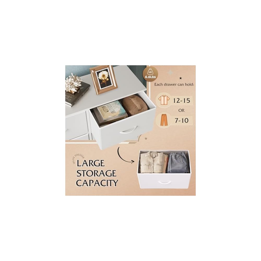 WLIVE 8 Drawer White Dresser for Bedroom, Tall Chest of Drawers