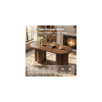 YOSHOOT Oval Fluted Coffee Tables for Living Room, 47" Wood Coffee Table,Walnut