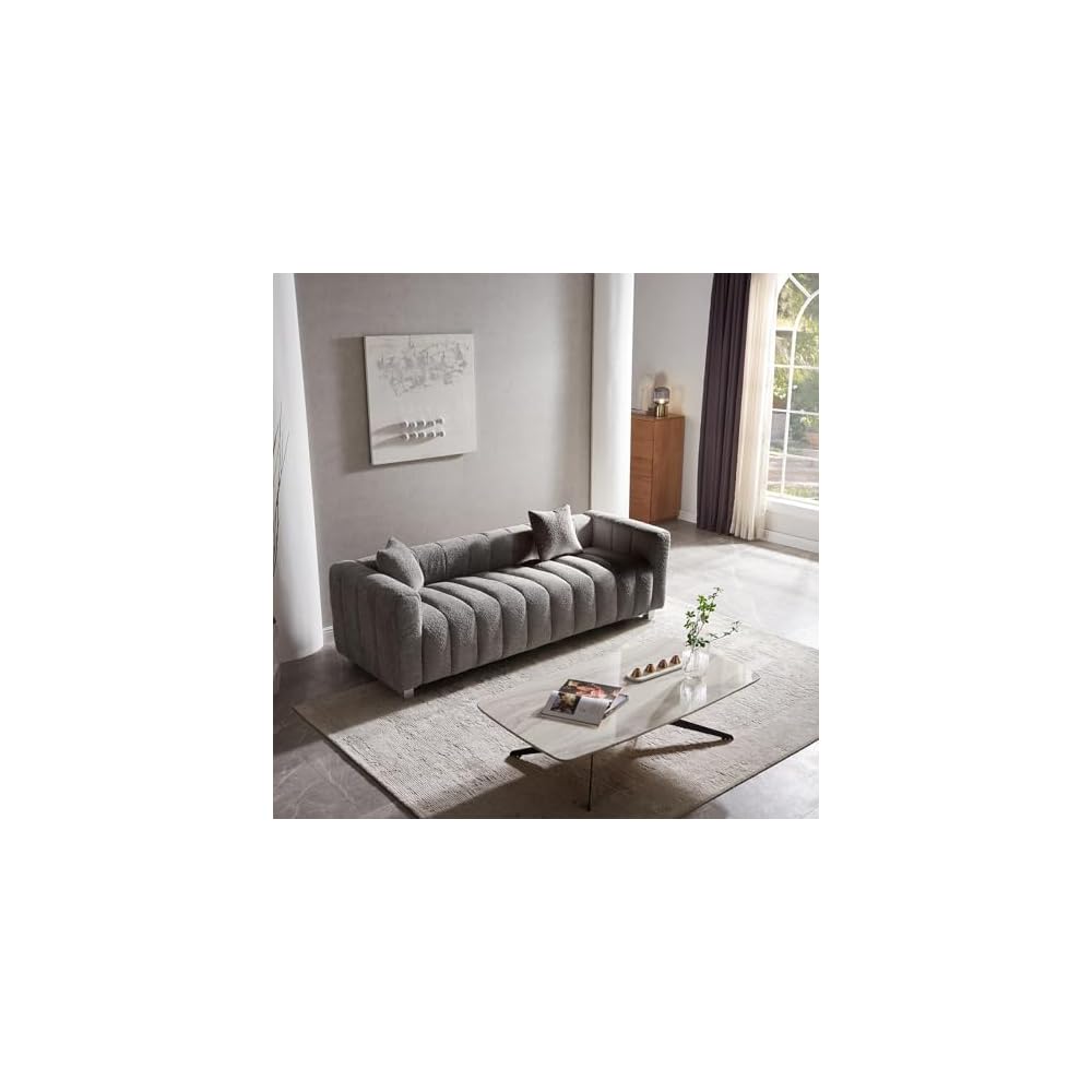84" Oversized Sofa,Modern Teddy Deep Seat Loveseat Sofa (Grey)