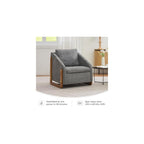 Set of 1 Chenille Fabric Modern Upholstered Armchair with Wooden Side Frame, Accent Leisure Chair with Cushioned Seat and Backrest for Living Room, Bedroom