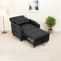 Convertible Sleeper Sofa Bed, 4 in 1 Sleeper Chair Pull Out Bed with Vibration Massage Lumbar Pillow, Single Sofa Recliner Chair with USB/Type-C Port, Cup Holders and Side Pocket for Small Spaces