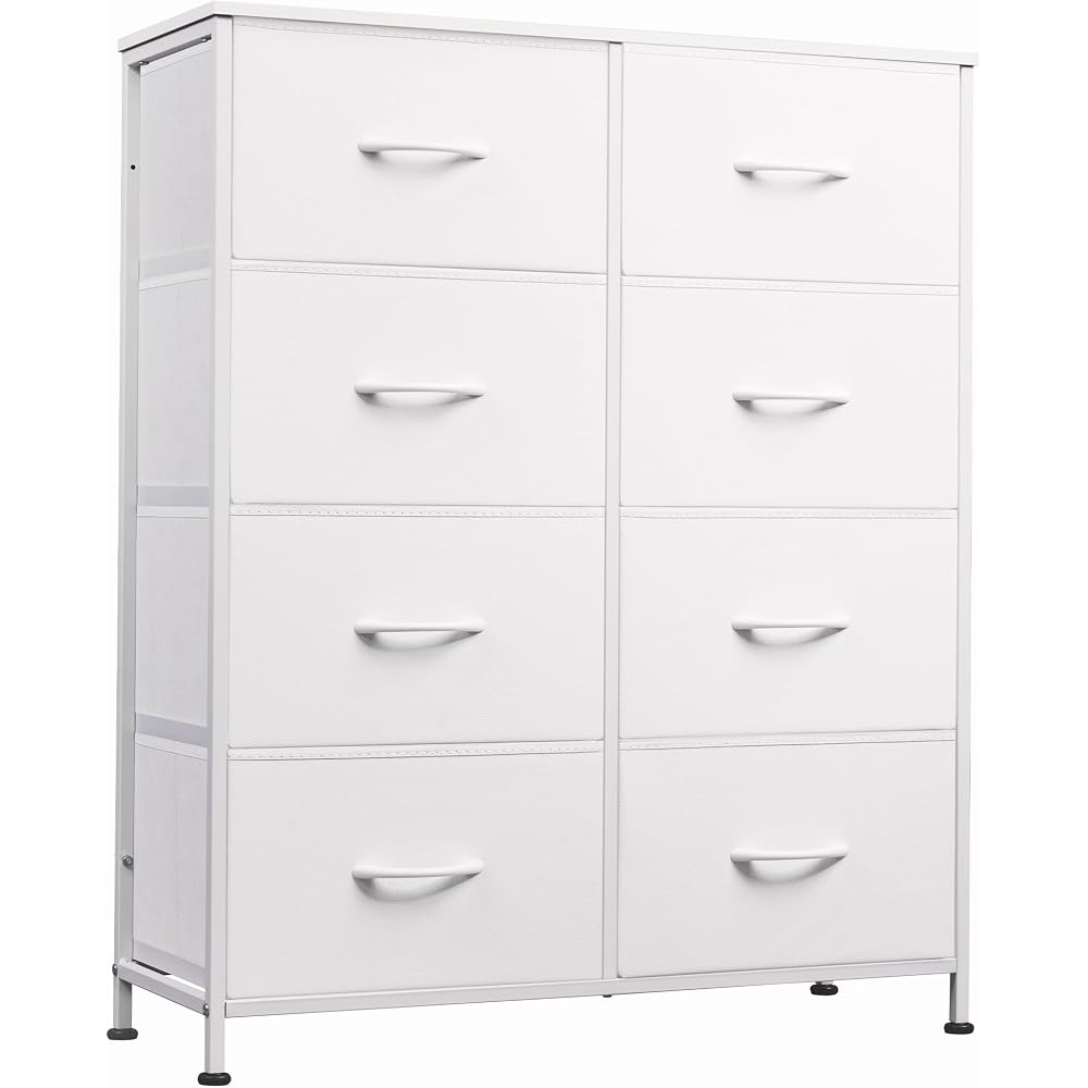 WLIVE 8 Drawer White Dresser for Bedroom, Tall Chest of Drawers
