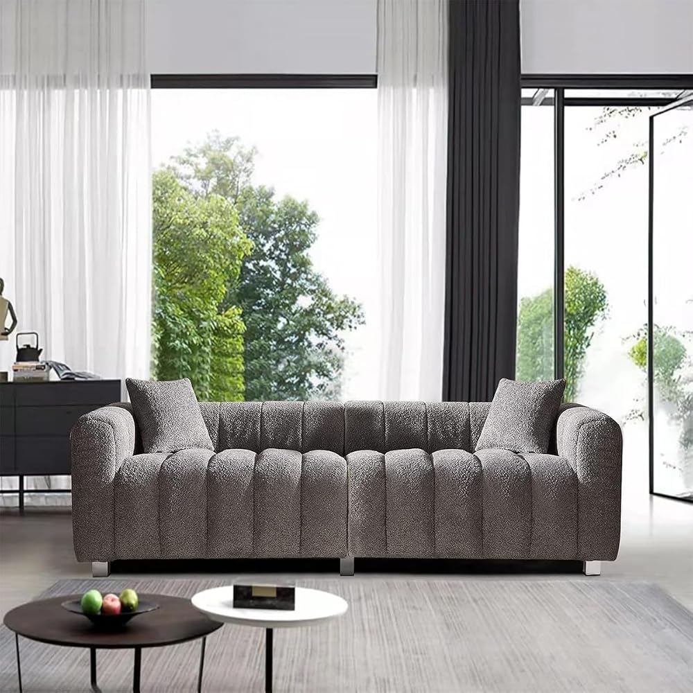 84" Oversized Sofa,Modern Teddy Deep Seat Loveseat Sofa (Grey)
