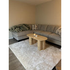 YOSHOOT Oval Fluted Coffee Tables for Living Room, 47" Wood Coffee Table,Walnut