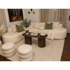 YOSHOOT Oval Fluted Coffee Tables for Living Room, 47" Wood Coffee Table,Walnut