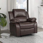 Lexicon Humphreys Faux Leather Wall Hugger Recliner Chair for Living Room, Office, RV - High-Density Foam, Sturdy Solid Wood Frame - Chairs Living Room, Recliners for Small Spaces - Brown