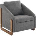 Set of 1 Chenille Fabric Modern Upholstered Armchair with Wooden Side Frame, Accent Leisure Chair with Cushioned Seat and Backrest for Living Room, Bedroom