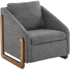 Set of 1 Chenille Fabric Modern Upholstered Armchair with Wooden Side Frame, Accent Leisure Chair with Cushioned Seat and Backrest for Living Room, Bedroom
